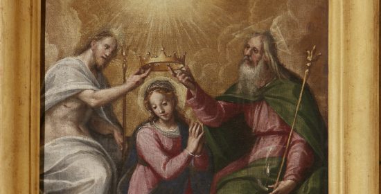 9. Incoronazione della Vergine -  seconda cappella della navata sinistra -  olio su tela, cm 28,5 x 52 circa