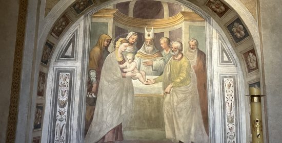 Attuale Battistero. Sulla parete di fondo affresco di scuola luinesca